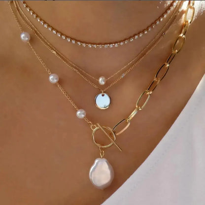 Set Colliers Multi-Rangs Dorés-Saylana