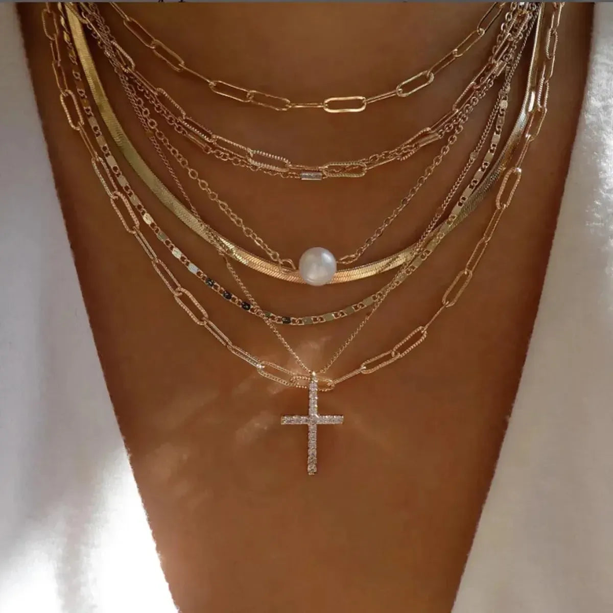 Set Colliers Multi-Rangs Dorés-Saylana
