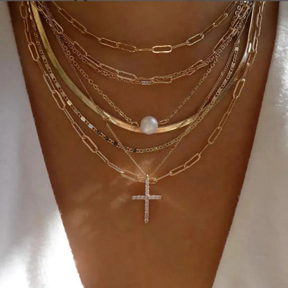Set Colliers Multi-Rangs Dorés-Saylana