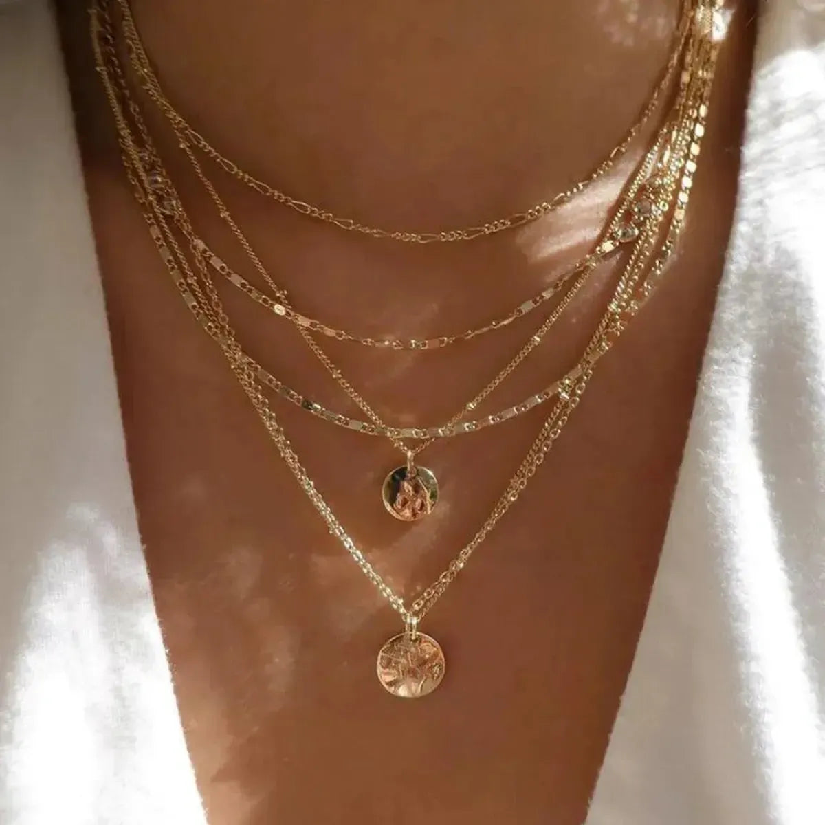 Set Colliers Multi-Rangs Dorés-Saylana