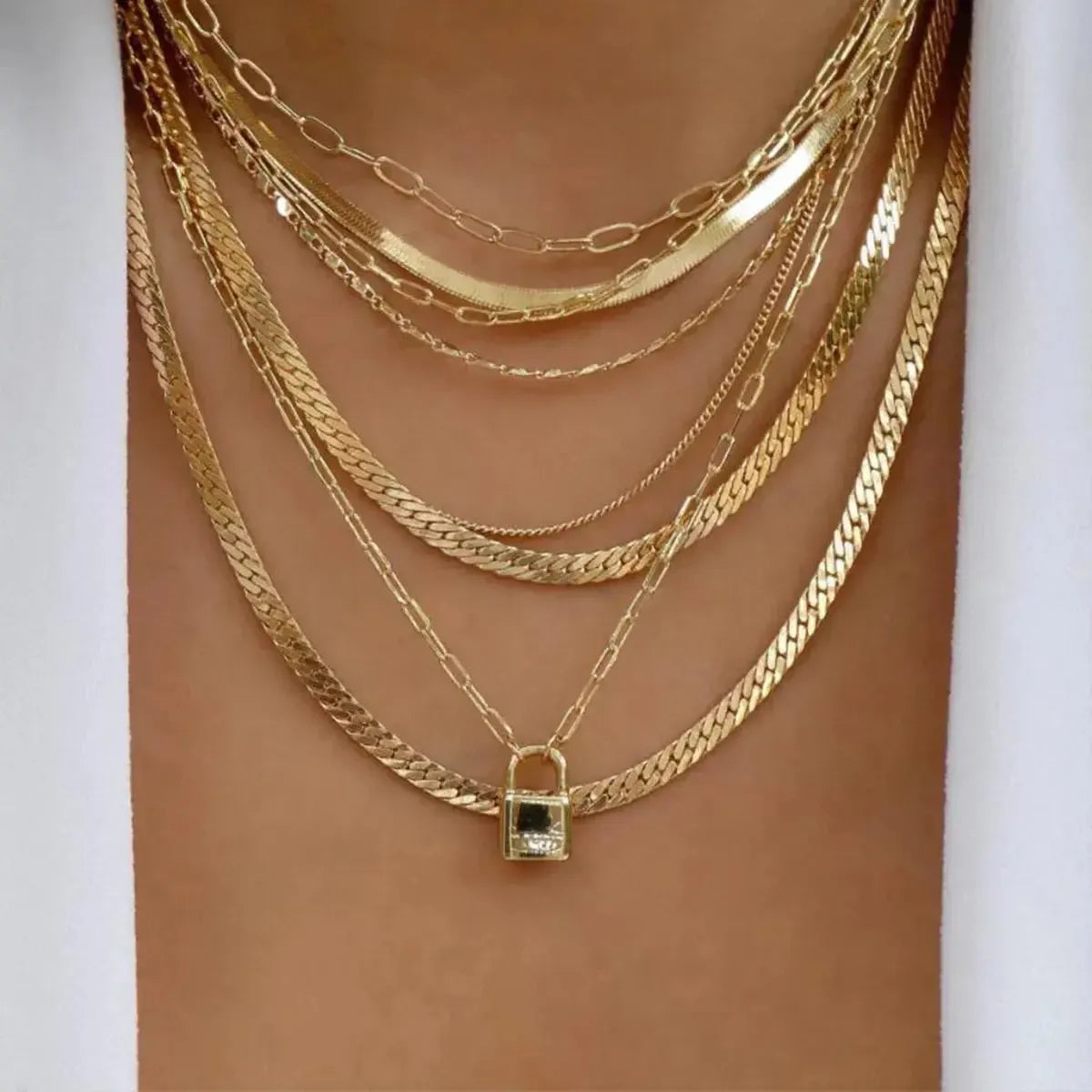 Set Colliers Multi-Rangs Dorés-Saylana