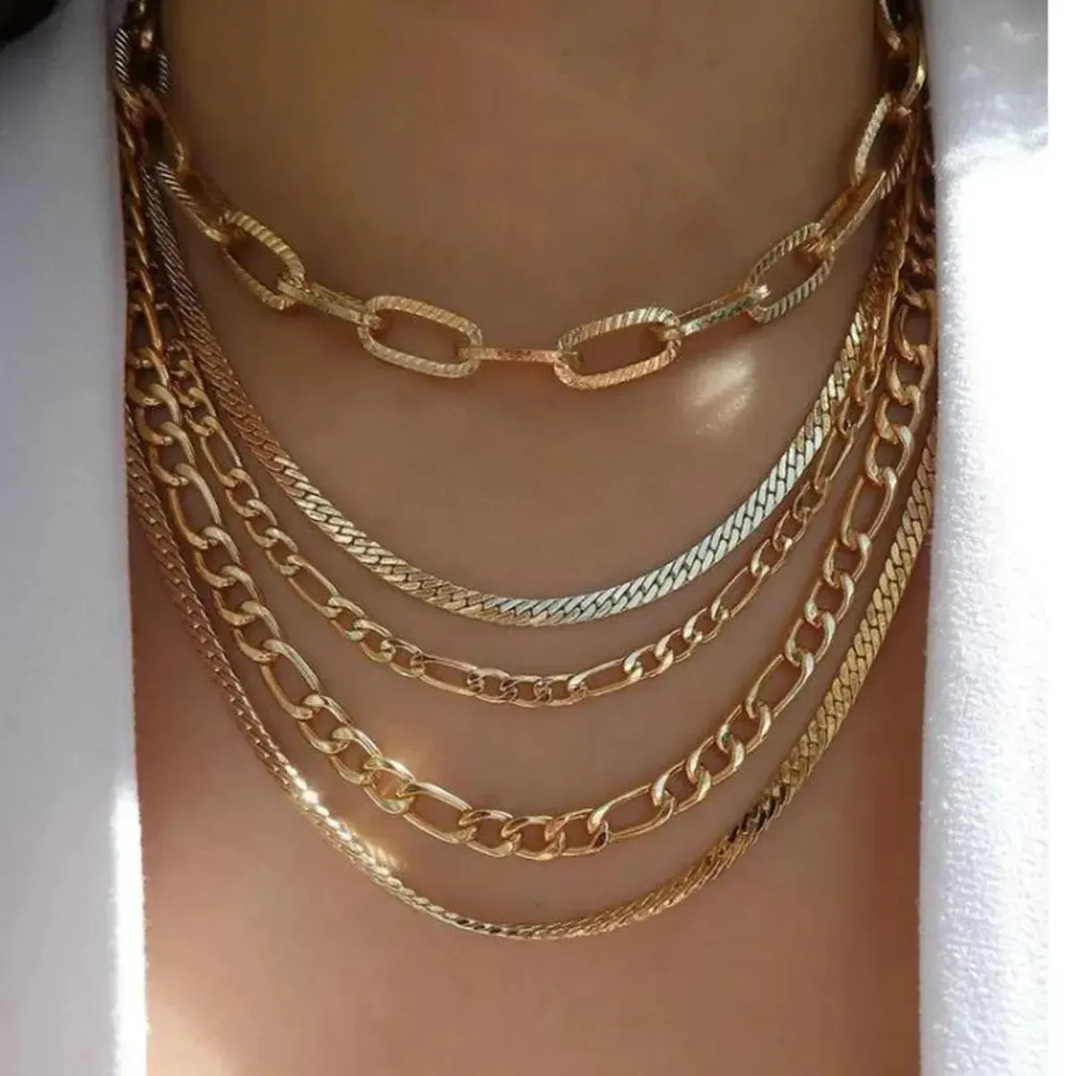 Set Colliers Multi-Rangs Dorés-Saylana