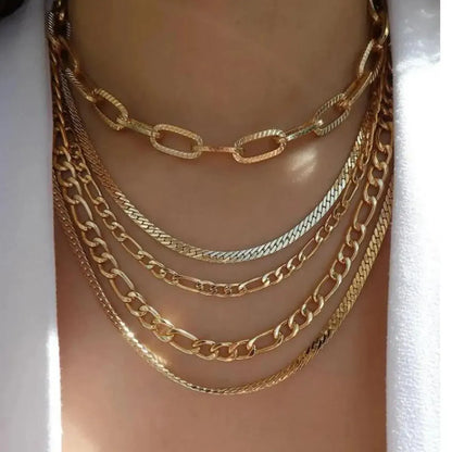Set Colliers Multi-Rangs Dorés-Saylana