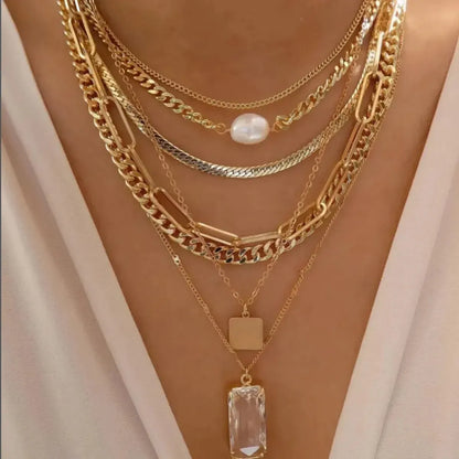 Set Colliers Multi-Rangs Dorés-Saylana