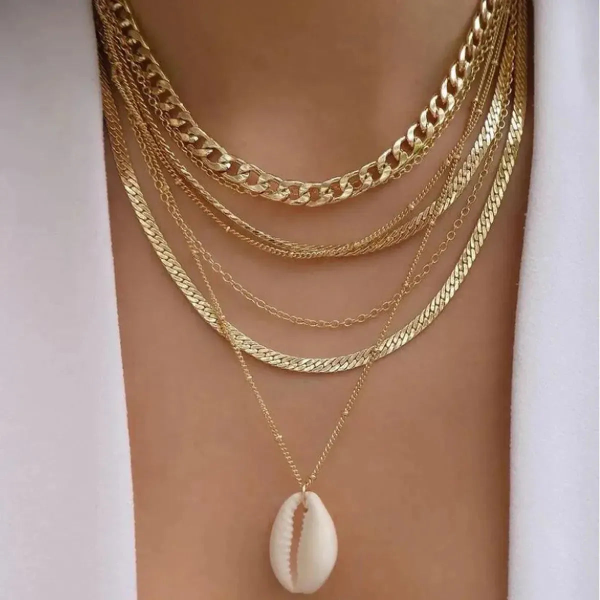 Set Colliers Multi-Rangs Dorés-Saylana