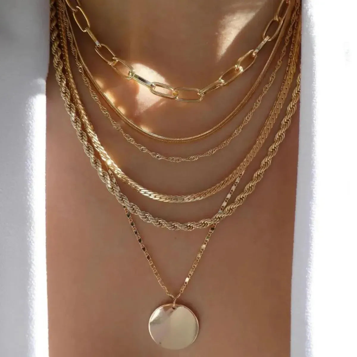 Set Colliers Multi-Rangs Dorés-Saylana