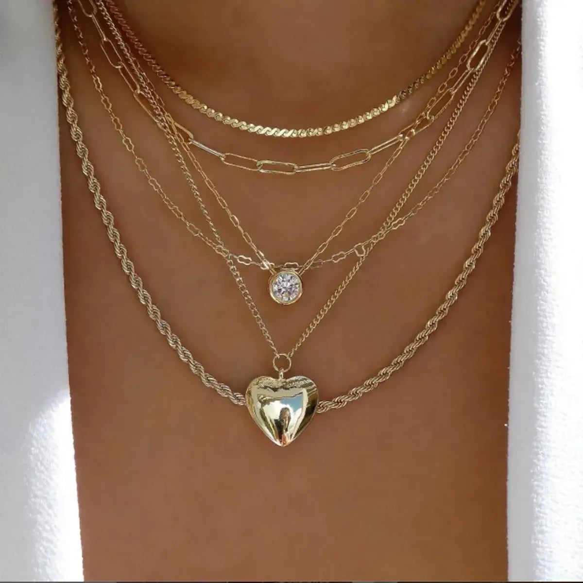 Set Colliers Multi-Rangs Dorés-Saylana