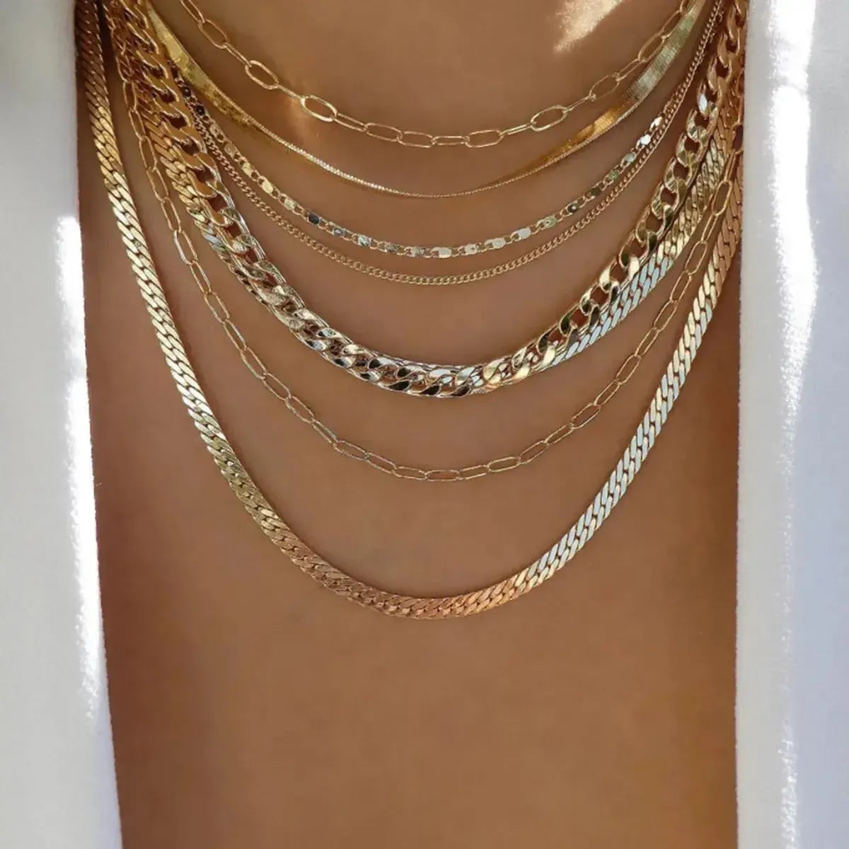Set Colliers Multi-Rangs Dorés-Saylana
