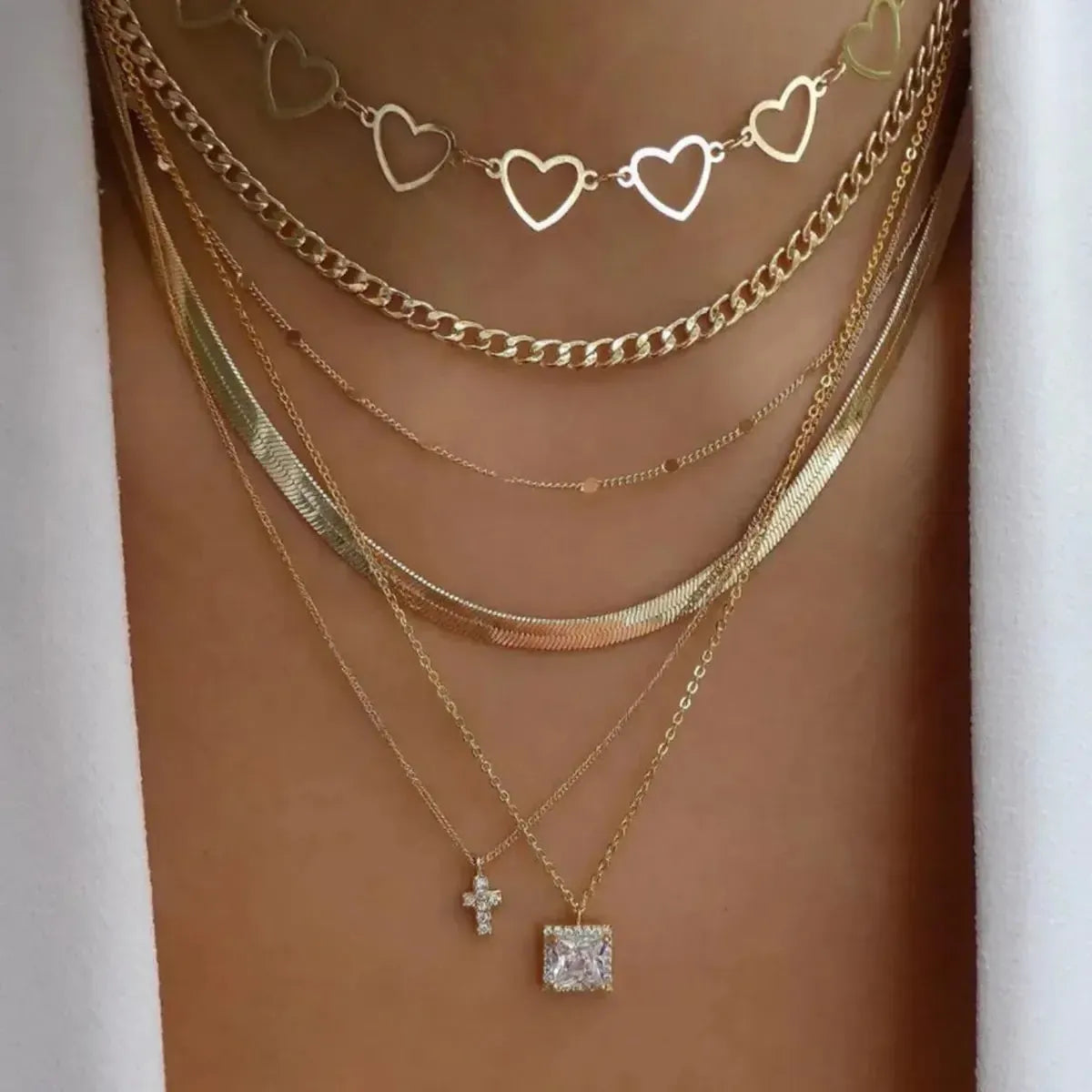 Set Colliers Multi-Rangs Dorés-Saylana