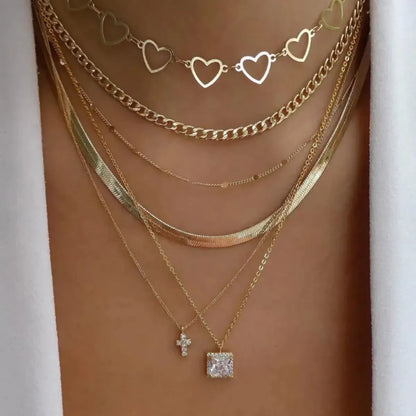 Set Colliers Multi-Rangs Dorés-Saylana