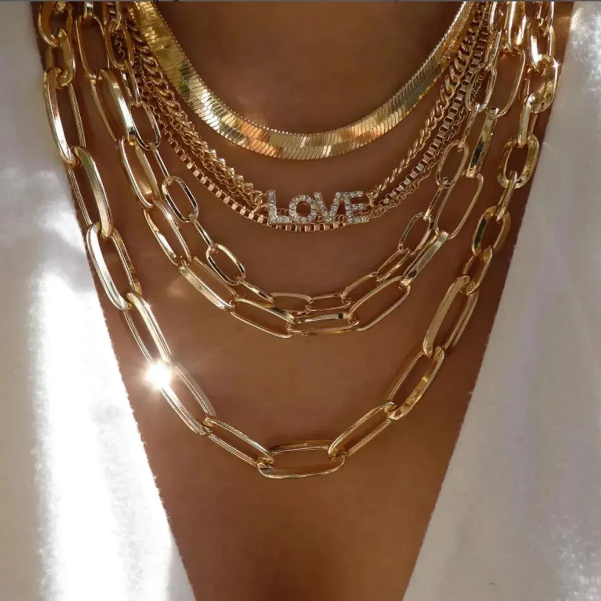 Set Colliers Multi-Rangs Dorés-Saylana