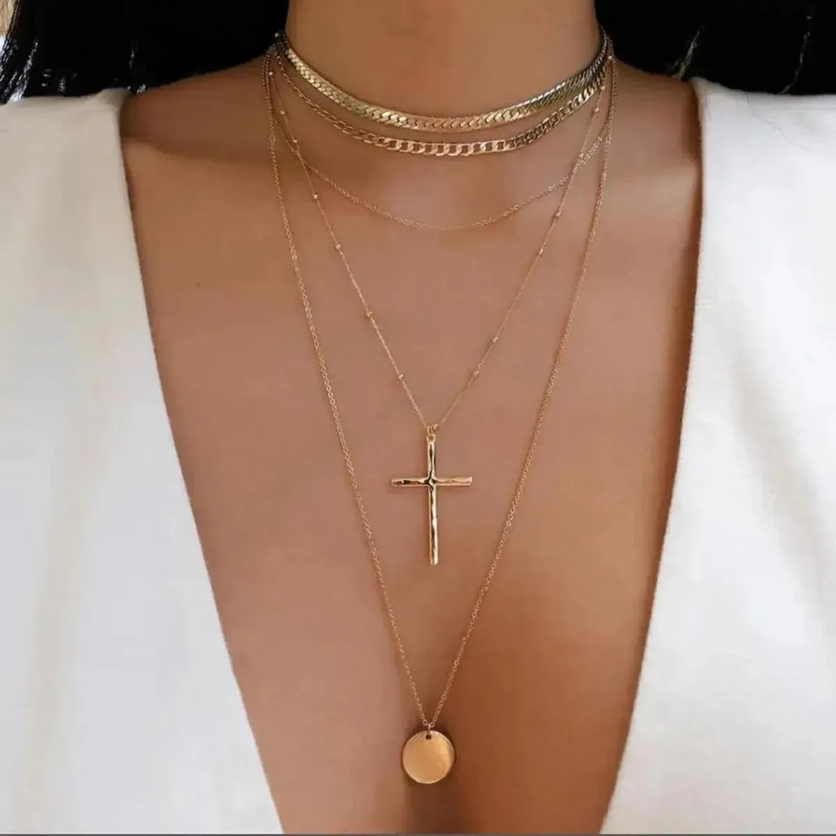 Set Colliers Multi-Rangs Dorés-Saylana