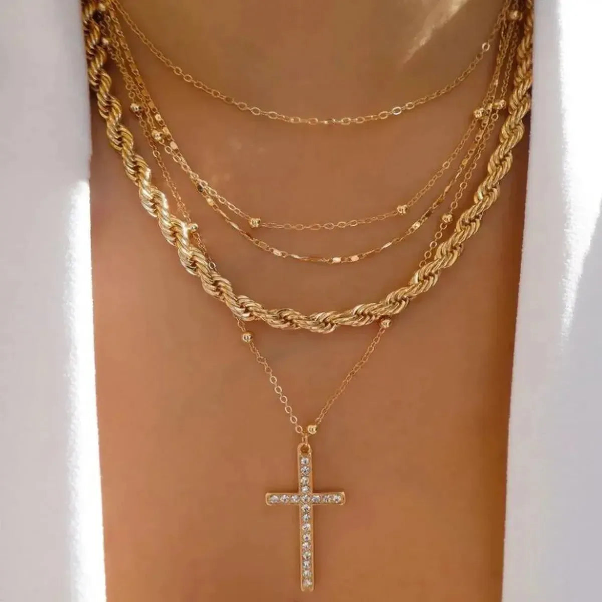 Set Colliers Multi-Rangs Dorés-Saylana