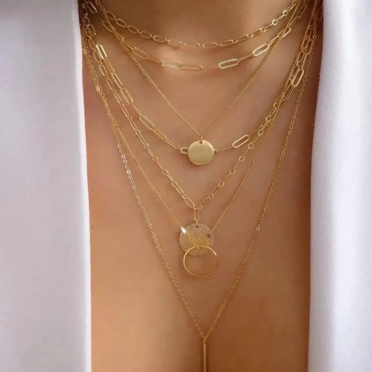 Set Colliers Multi-Rangs Dorés-Saylana