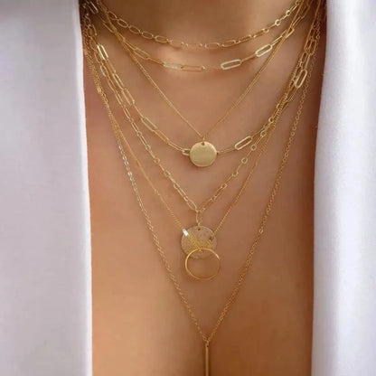 Set Colliers Multi-Rangs Dorés-Saylana
