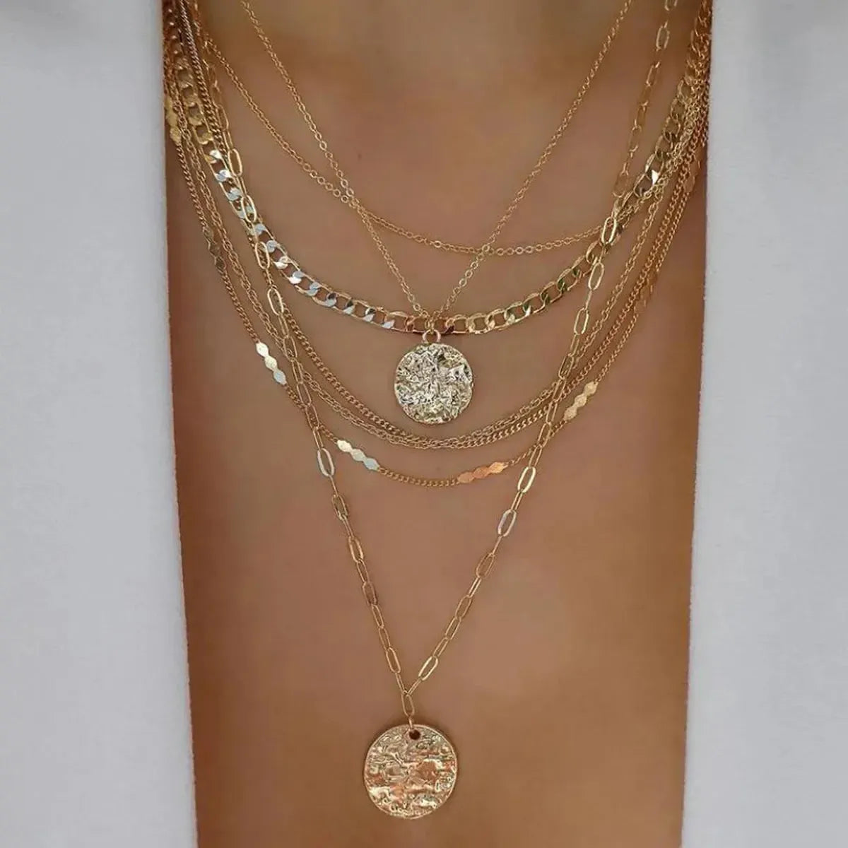 Set Colliers Multi-Rangs Dorés-Saylana