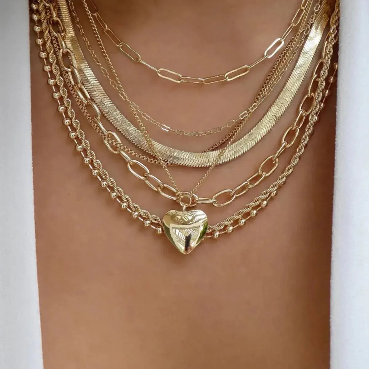 Set Colliers Multi-Rangs Dorés-Saylana