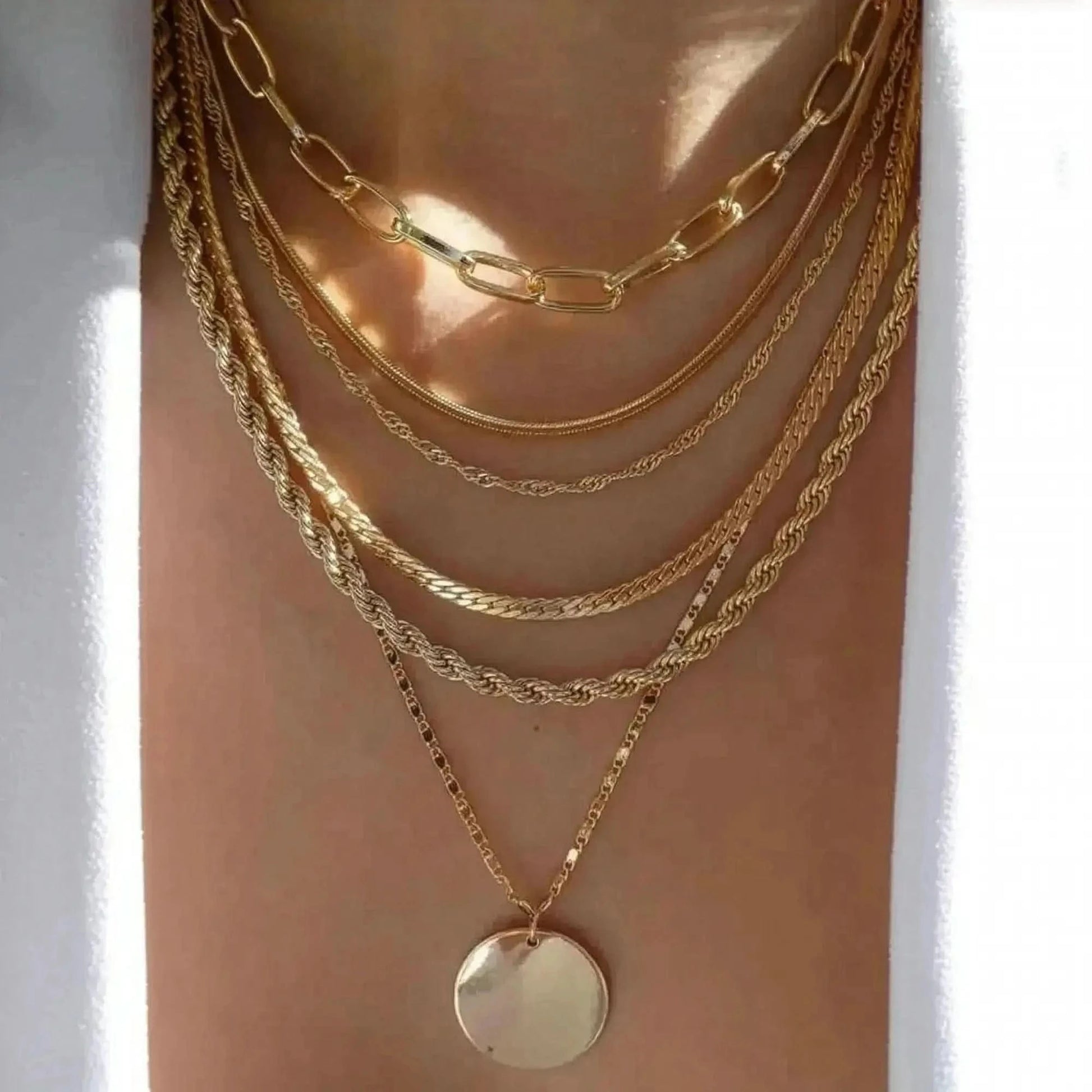 Set Colliers Multi - Rangs Dorés - Saylana