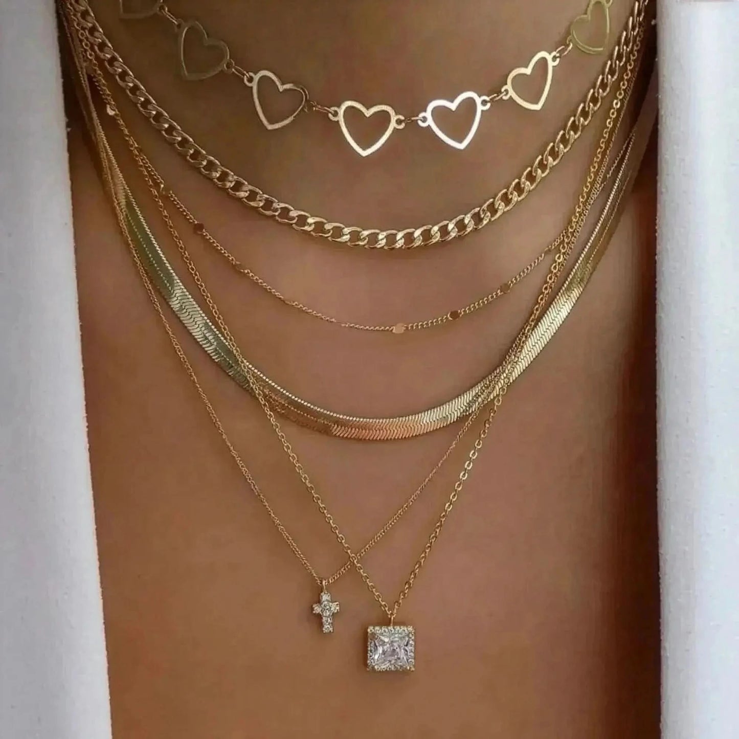 Set Colliers Multi - Rangs Dorés - Saylana