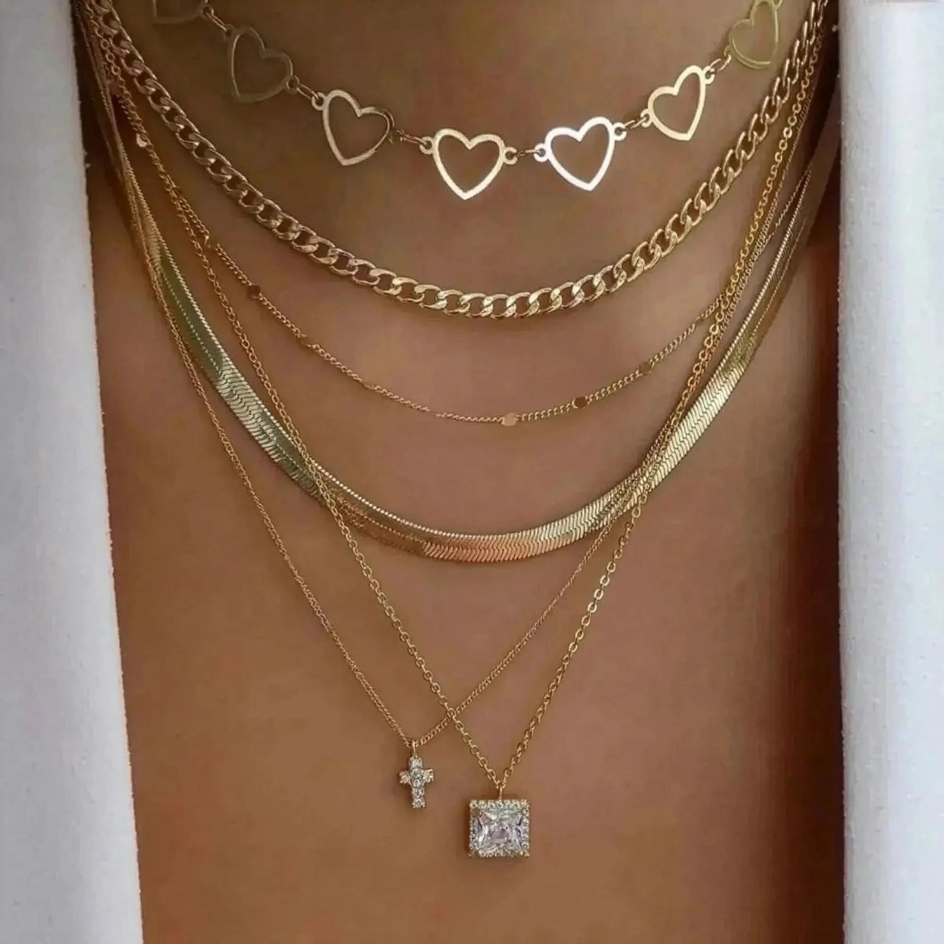 Set Colliers Multi - Rangs Dorés - Saylana