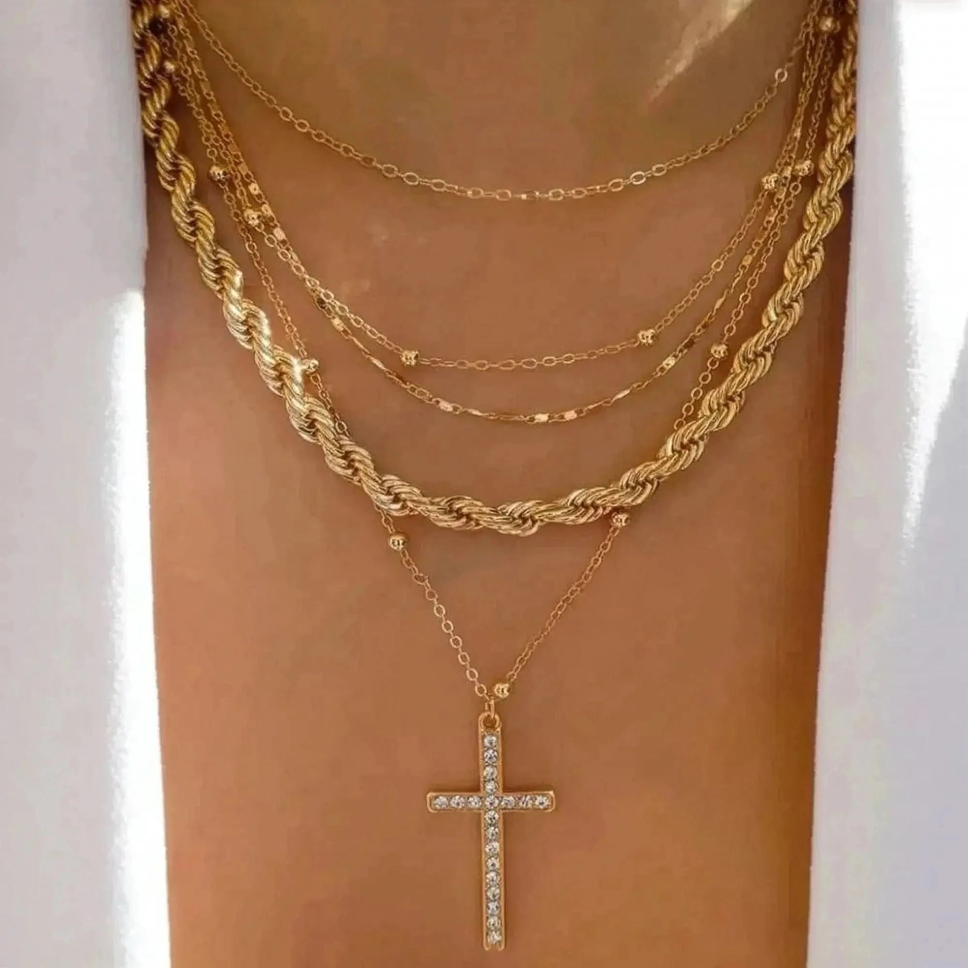 Set Colliers Multi - Rangs Dorés - Saylana