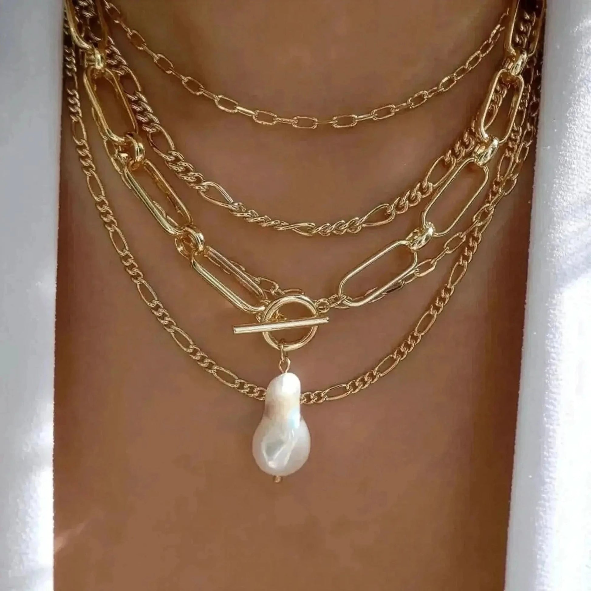 Set Colliers Multi - Rangs Dorés - Saylana