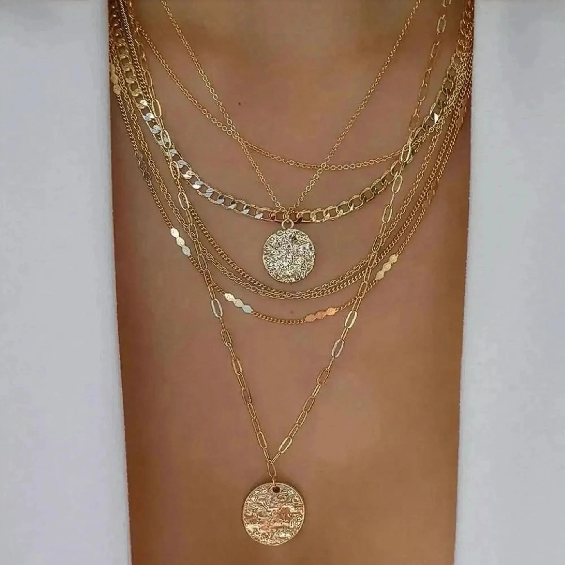 Set Colliers Multi - Rangs Dorés - Saylana