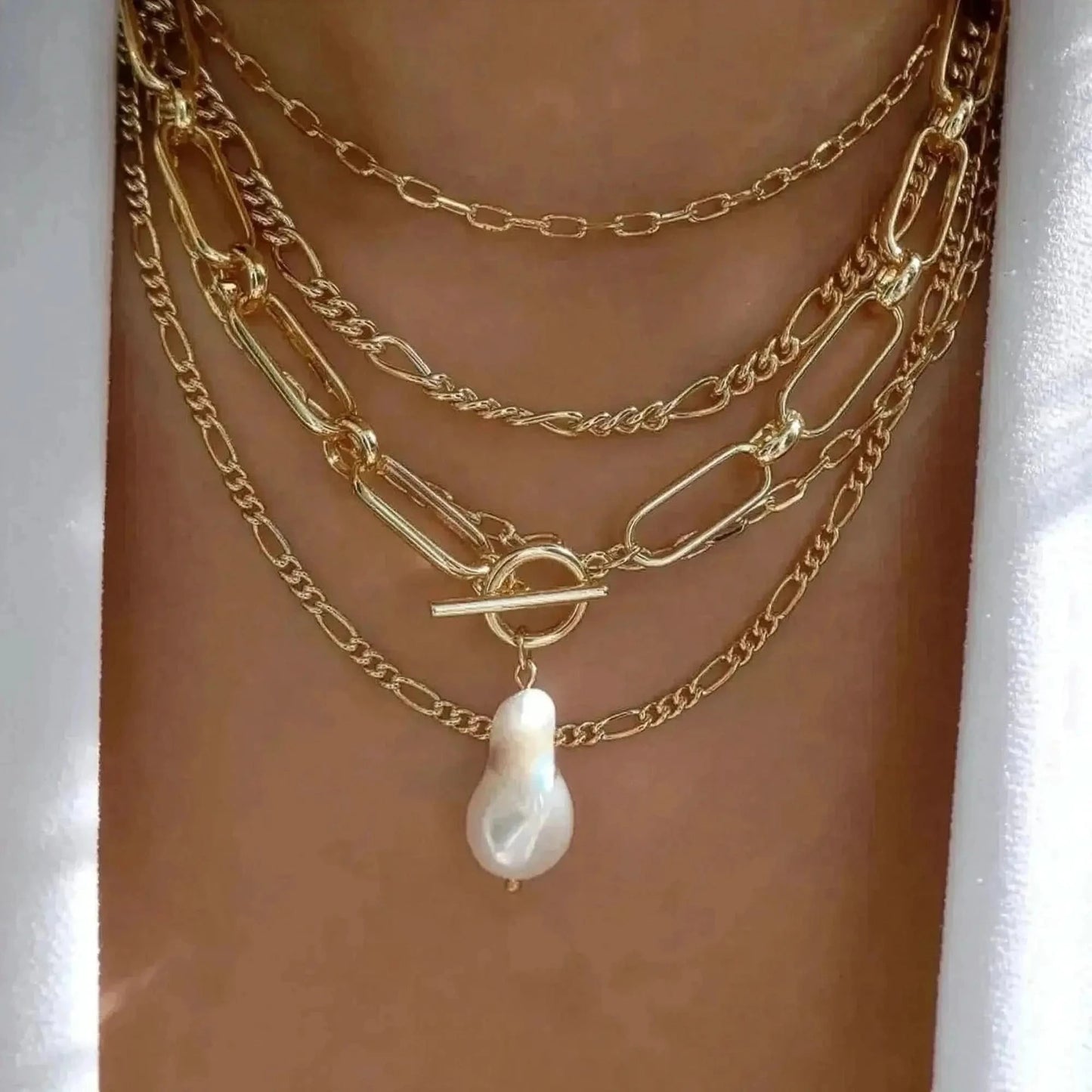 Set Colliers Multi - Rangs Dorés - Saylana