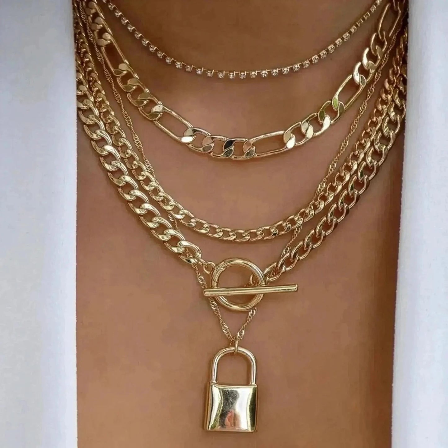 Set Colliers Multi - Rangs Dorés - Saylana