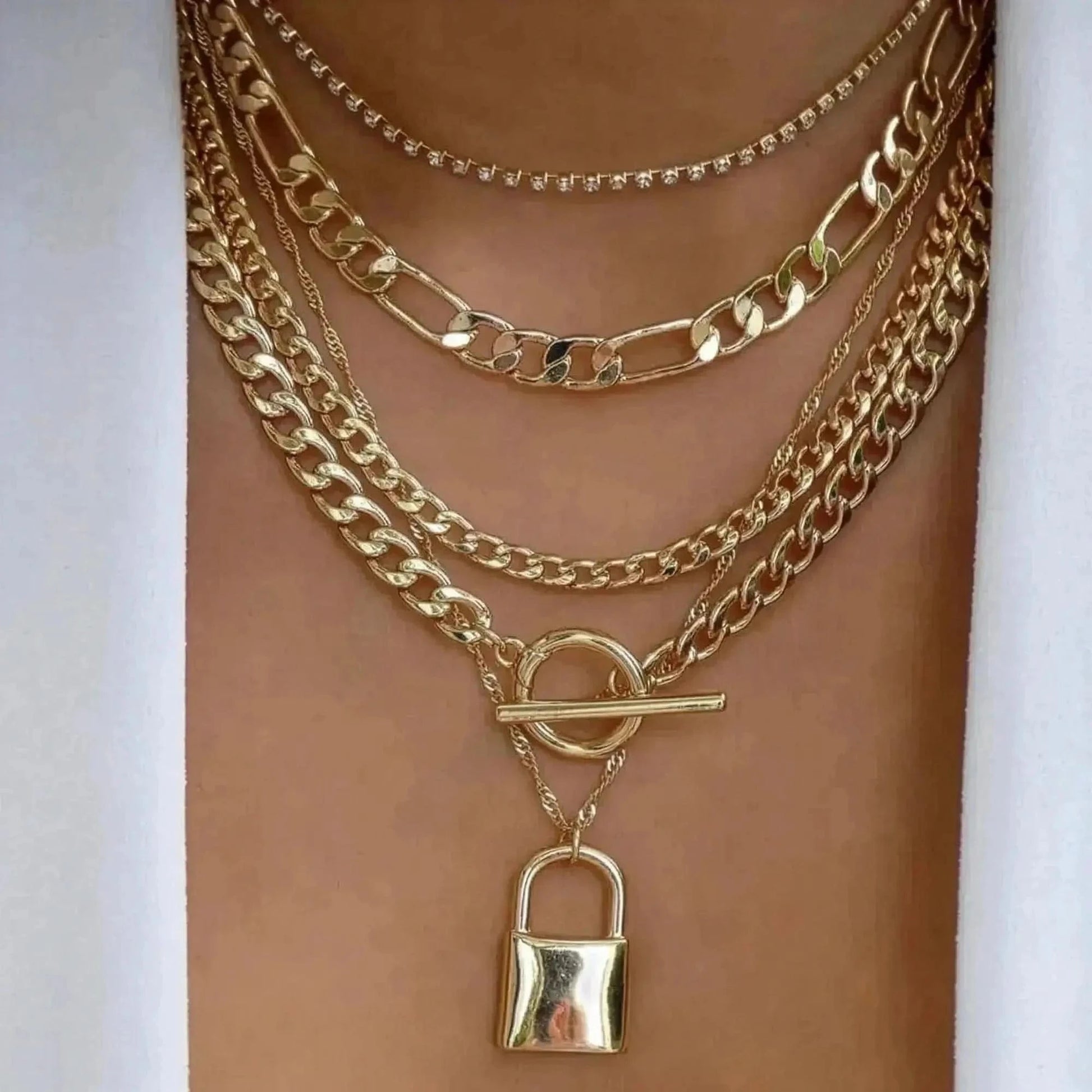 Set Colliers Multi - Rangs Dorés - Saylana