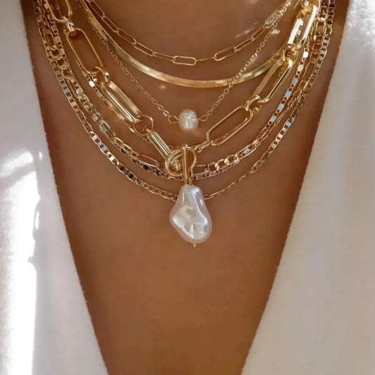 Set Colliers Multi-Rangs Dorés-Saylana