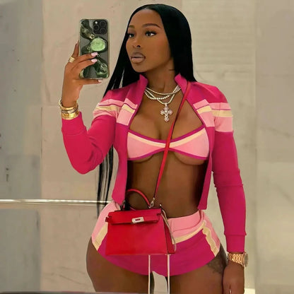 Set Crop Top + Bra + Short Femme - Saylana