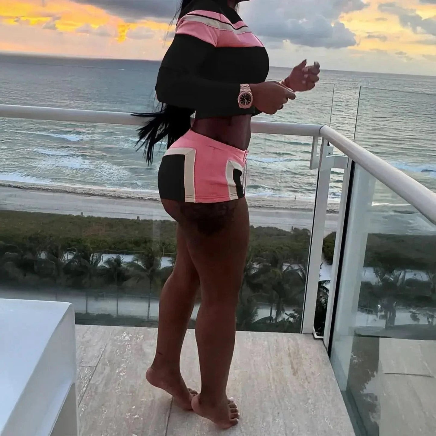 Set Crop Top + Bra + Short Femme - Saylana