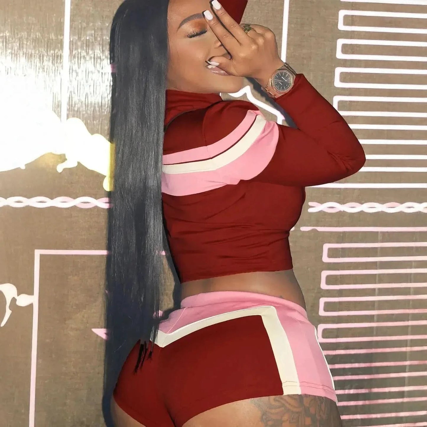 Set Crop Top + Bra + Short Femme - Saylana