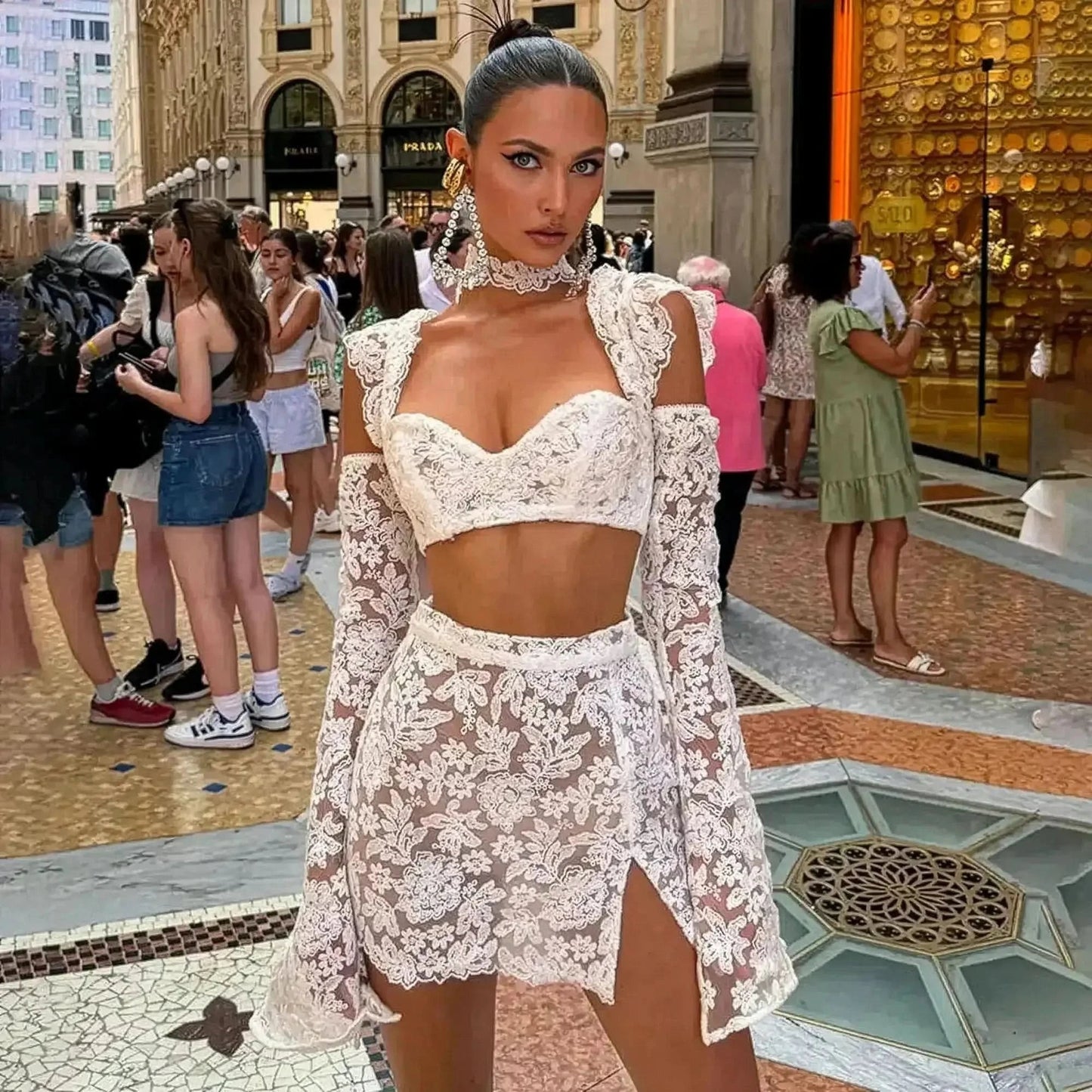 Set Dentelle Échancré & Jupe Fendue - Saylana