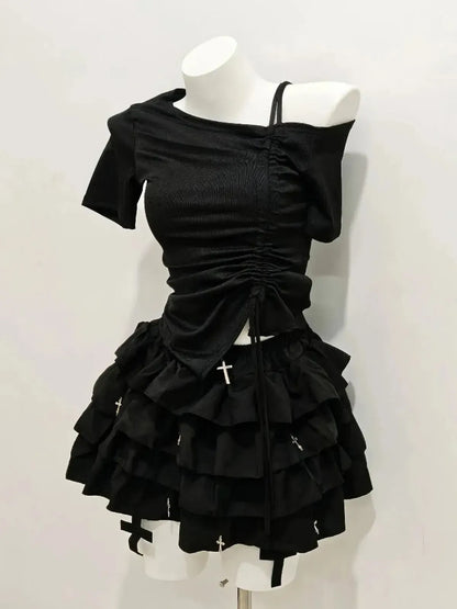 Set Jupe & Crop Top Y2K Automne-Saylana