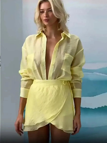 Set Vacances Jaune Chemise & Jupe-Saylana