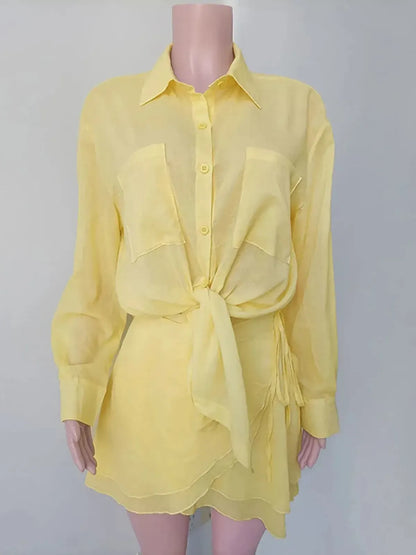 Set Vacances Jaune Chemise & Jupe-Saylana