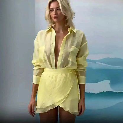 Set Vacances Jaune Chemise & Jupe - Saylana