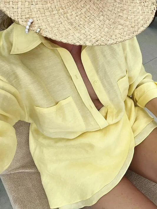 Set Vacances Jaune Chemise & Jupe-Saylana