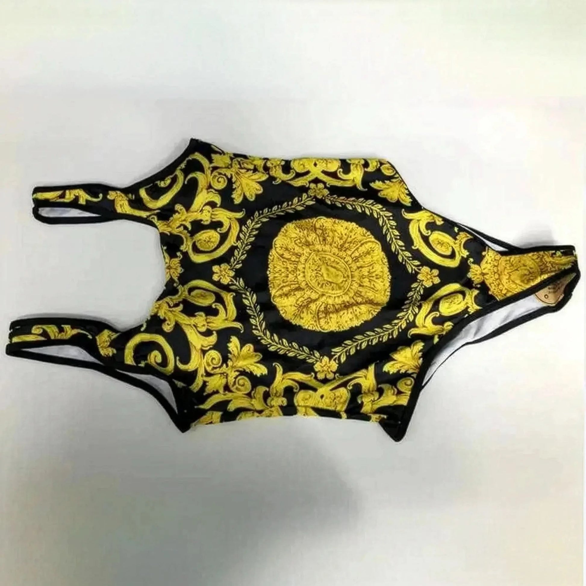 Sexy Imprimé Doré Décolleté V - Saylana