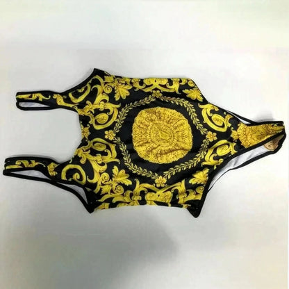 Sexy Imprimé Doré Décolleté V - Saylana