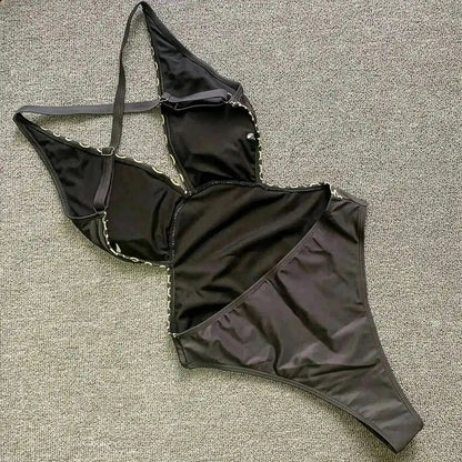 Sexy Imprimé Doré Décolleté V - Saylana