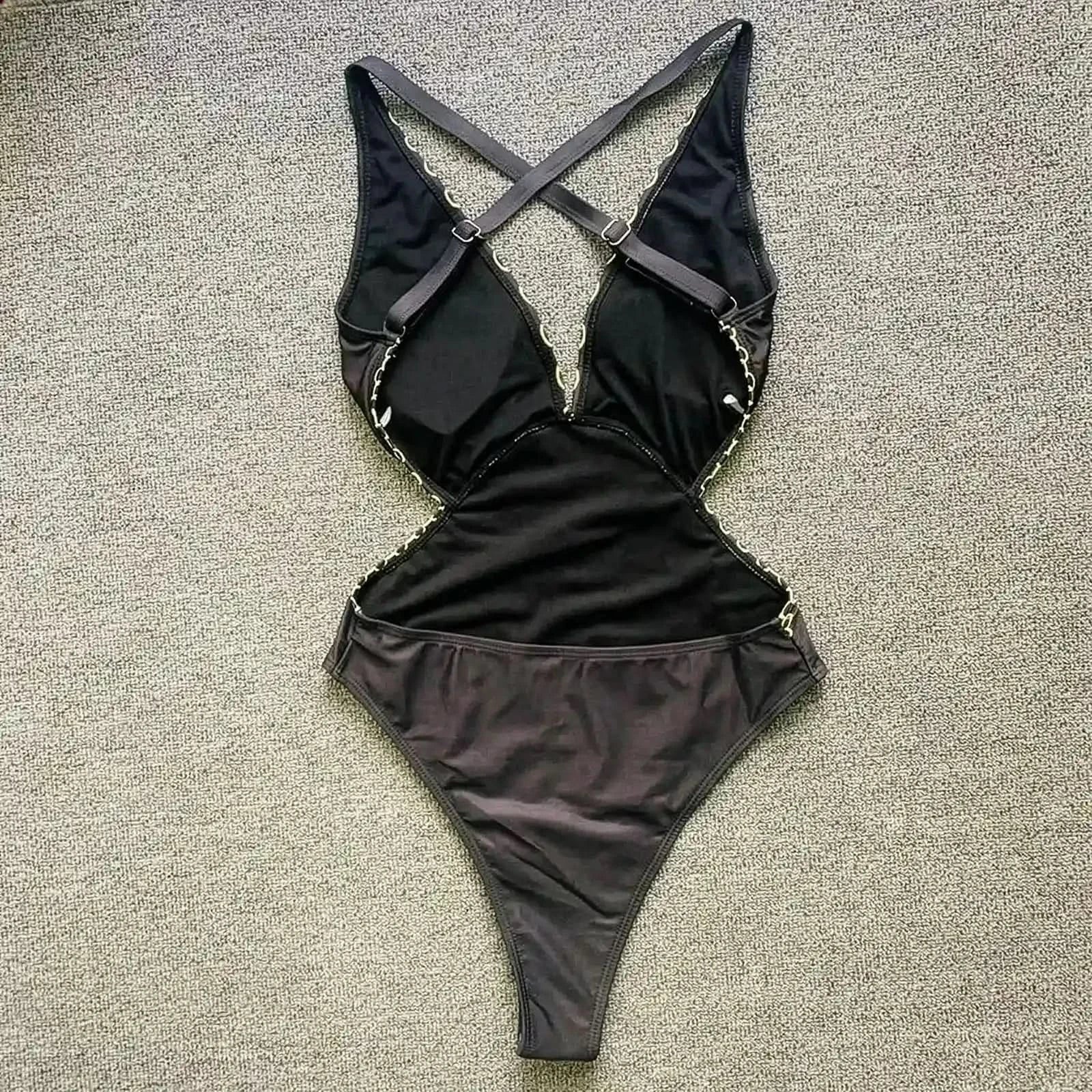 Sexy Imprimé Doré Décolleté V - Saylana