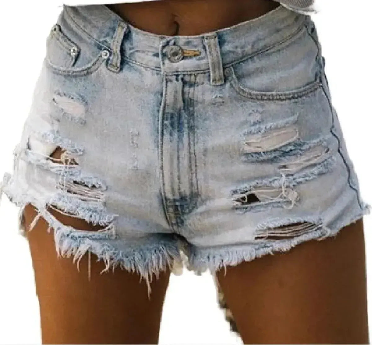 Short femme en denim effiloché-Saylana