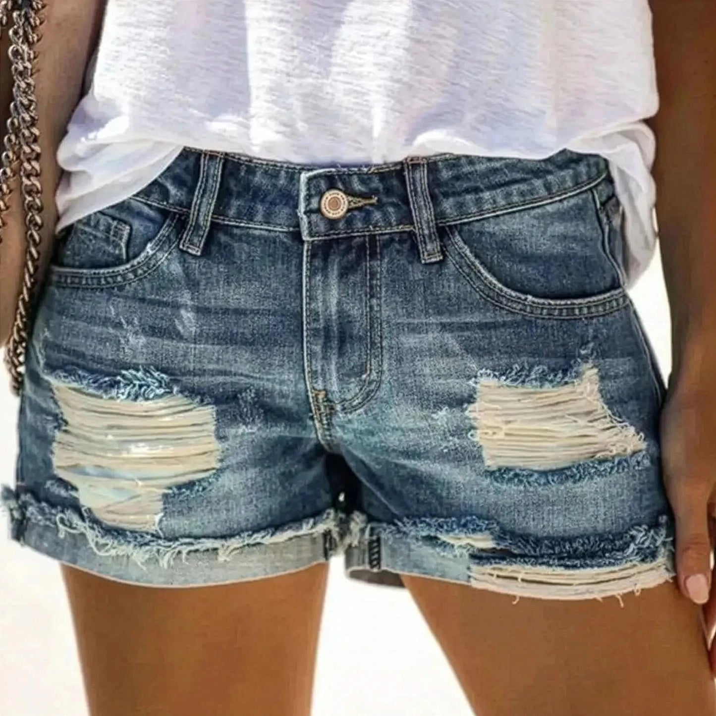 Short femme en denim effiloché - Saylana