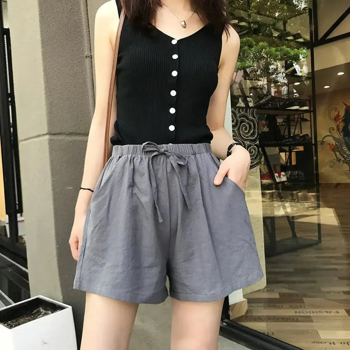 Short femme lin et coton léger-Saylana