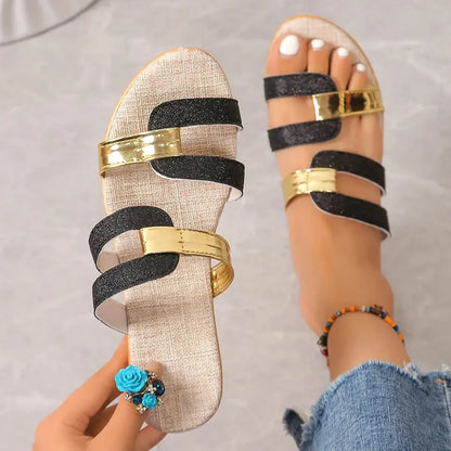 Slippers Compensées Paille & Cuir-Saylana