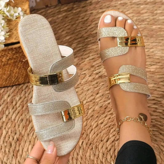 Slippers Compensées Paille & Cuir - Saylana