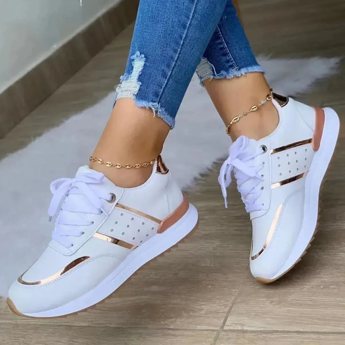 Sneakers Plateforme Patchwork Cuir-Saylana